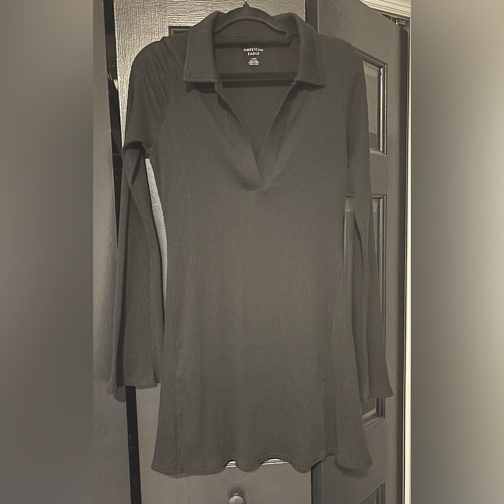 American Eagle Outfitters Black Ribbed women's dress.